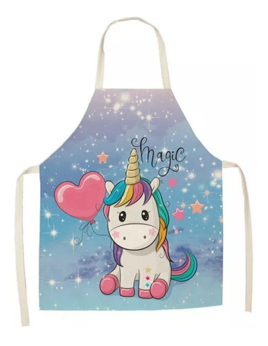 Delantal De Cocina Diseño Unicornio 47x38 Cm Para Niñas