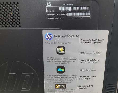 Desktop Hp Pavilion Intel Core I5 Ram 14gb Ssd 256gb Wifi (Usado)