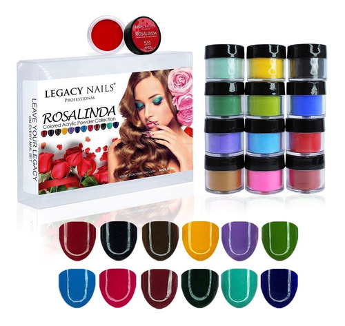 Coleccion Polvo Acrilico Legacy Nails Rosalinda X12