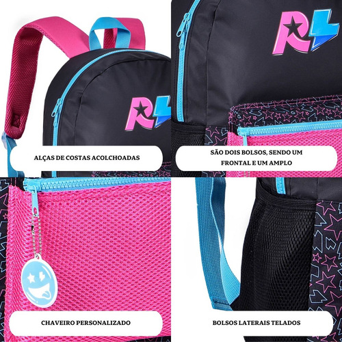 Kit Mochila Rafa E Luiz Juvenil Escolar Estojo Duplo Ampla