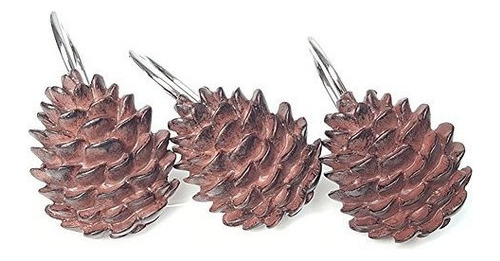 Chictie Pinecone Cortina De Ducha Anzuelos Anillos Set Para