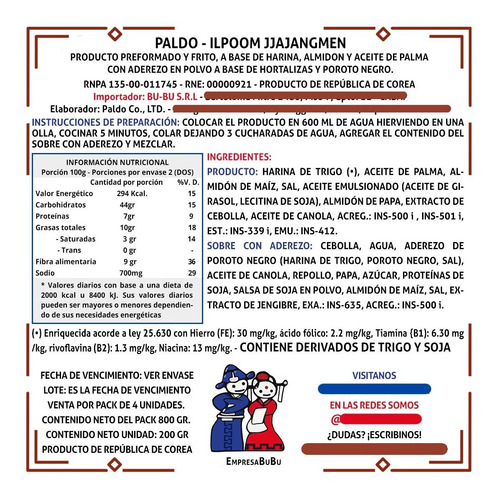 Imagen 5 de 5 de Paldo Jjajang Men X 4un - Ramen Coreano Premium