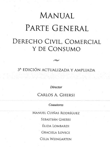 Manual Parte General. Derecho Civil, Comercial Y De Consumo.