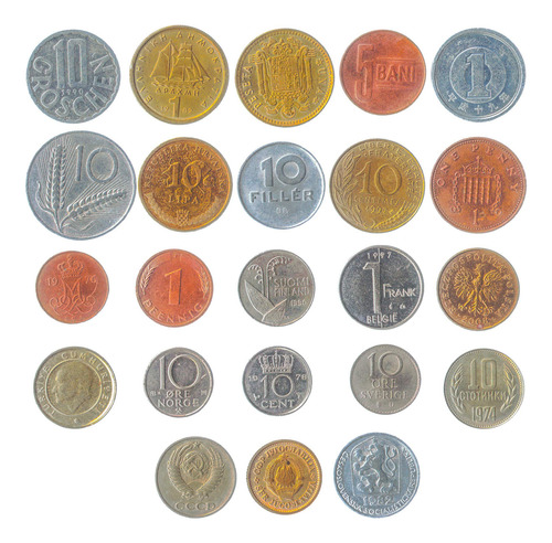 Conjunto De 23 Monedas De 23 Países Antiguas Coleccionables