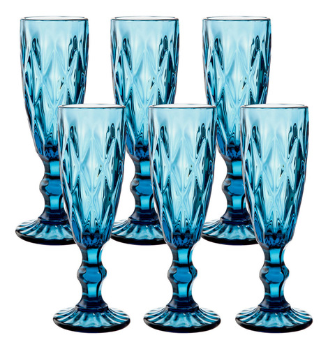 Juego 6 Copas Vidrio Para Vino Blanco Flauta Vittori 1548C