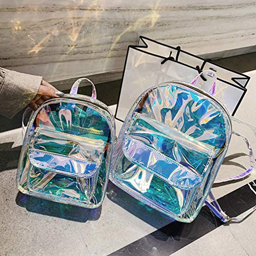 Mochila Holográfica Transparente Para Mujer