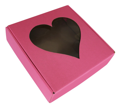 10 Cajas Cartón Para Pastel, Cupcake Corazón 23x24x7cm Rosa