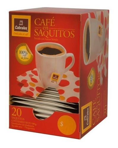 Pack X 18 Unid Cafe  Saquitos 20 Un Cabrales Cafe Soluble