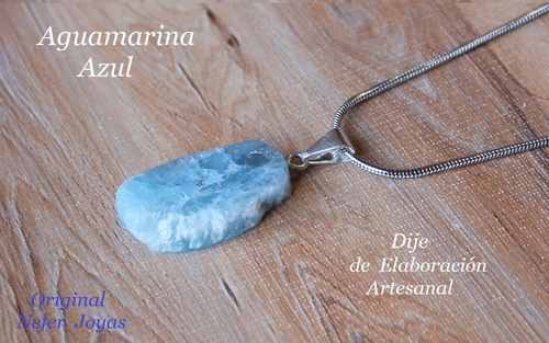 Aguamarina Azul Natural Calidad Gema Dije Engarce Plata 925