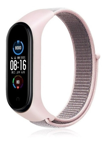 Pulseira Nylon Fecho De Velcro Para Xiaomi Mi Band 7 Cor Rosa 2