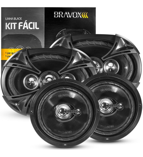 Kit Facil Bravox Alto Falante 6x9 + 6 Polegadas Black Som