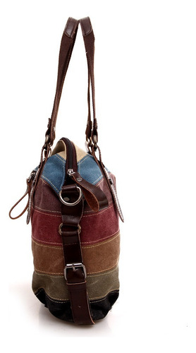 Bolso De Lona A Rayas Retro Para Mujer, Versión Coreana