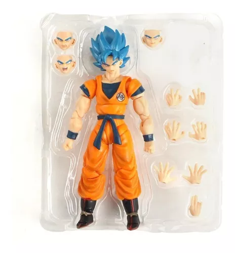 Boneco Goku Blue Azul Dragon Ball Articulado