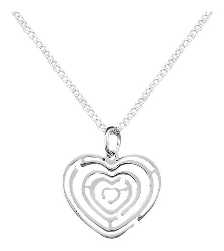 Dije Y Cadena Corazón Laberinto Plata .925 Con Envió