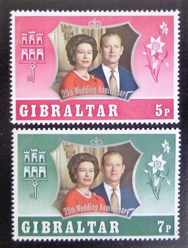 Gibraltar, Serie Sc. 292-3 Anivers. Boda 1972 Mint L10368
