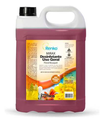 Desinfetante Mirax Alta Diluição 1:200 Floral Bouquet 5l