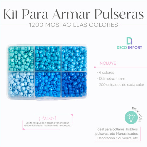 1200 Mostacillas Colores - Kit Para Armar Pulseras