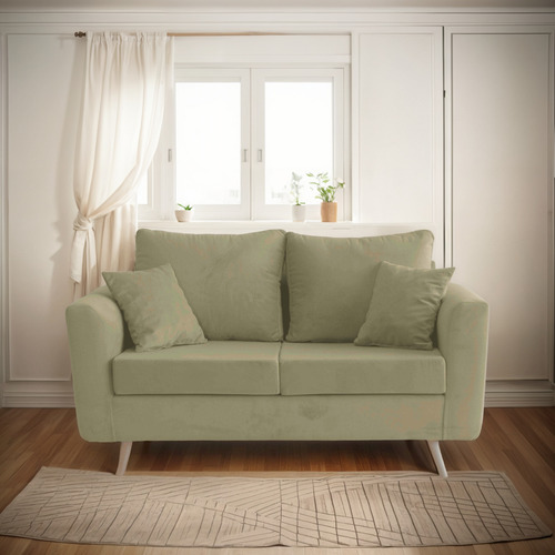 Sillon Sofa 2 Cuerpos Serbia Tela Pana Crema Liso