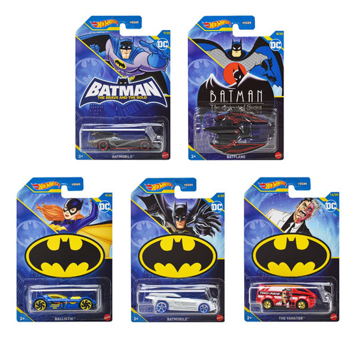 Hot Wheels Batman Hdg89 Pack 5 Vehiculos #2 Mattel Color Negro