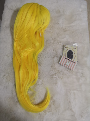 Peluca Amarillo Total Cabello Liso Cosplay Disfraz