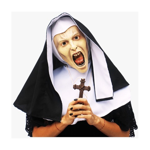 Máscara De Latex Y Velo Para Disfraz De Monja Aterradora Halloween Mother Superior Nun