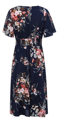 Vestido Casual De Talla Grande Con Estampado Floral Con Esta