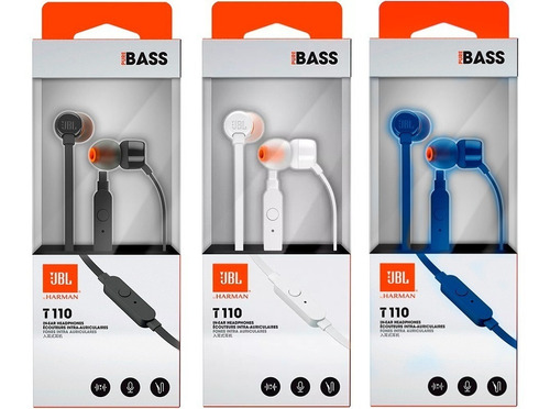 Jbl Audifonos T110 Pure Sound Bass Harman Original Colores