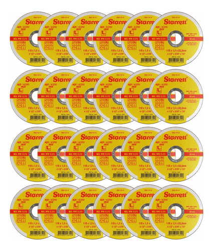 24 Peças Discos De Corte Fino Inox 4.1/2 115 X 1mm Starrett