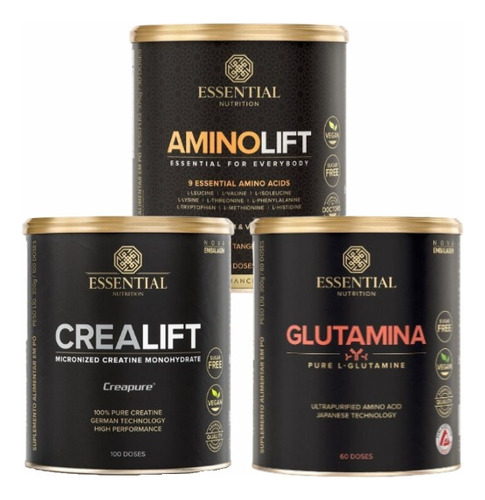 Kit Creatina Crealift + Glutamina + Aminolift - Essential