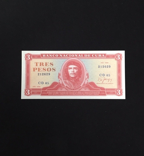 Imagen 3 de 3 de Cuba - 3 Pesos - Año 1988 - P #107- Che Guevara En Centro