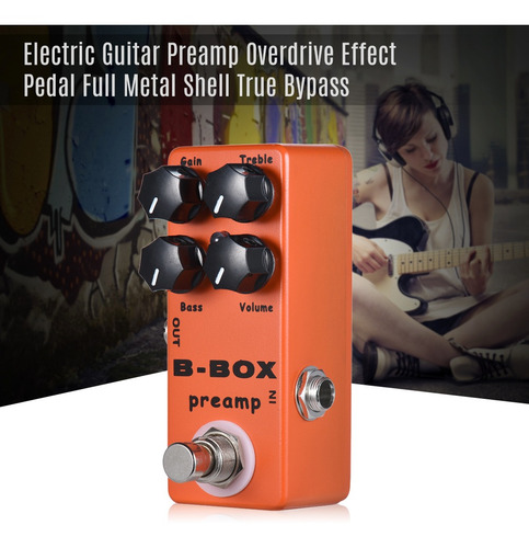 Mosky B-box Guitarra Elétrica Preamp Overdrive Efeito Pedal