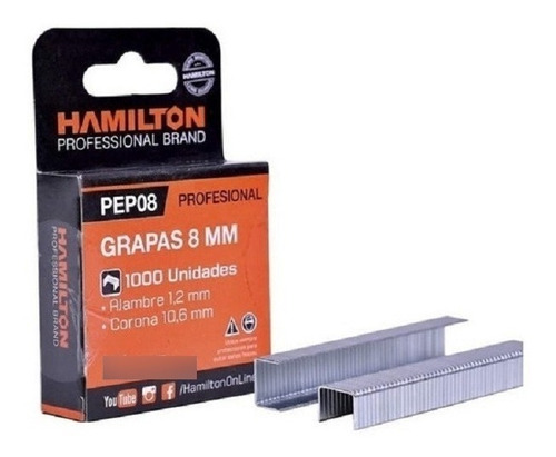 Imagen 1 de 2 de Grapas Para Pep 8mm Caja X 1000 Unidades Hamilton Pep08 