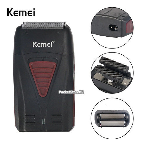 Máquina Shaver Kemei Barbeador Sem Fio 2 Lâminas Km-l3381