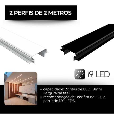 Kit 2 Unids Perfil Alumínio Embutir No Frame Luz Indireta 2m
