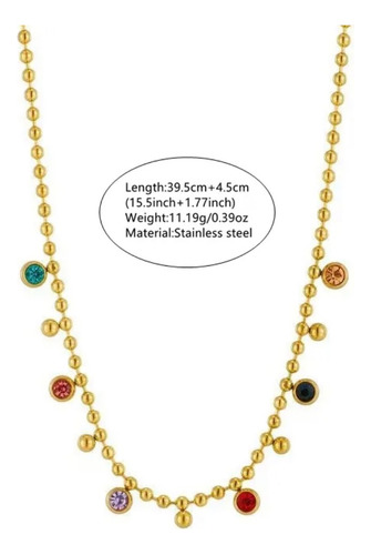 Collar Moderno De Acero Inoxidable En Plata 45 Cm Dorado