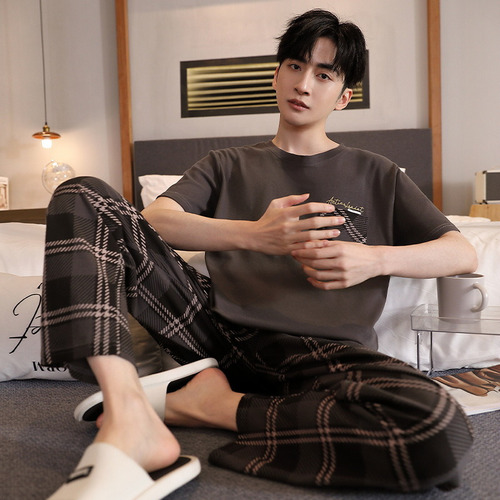 Conjunto De Pijama De Algodón Para Hombre, Verano