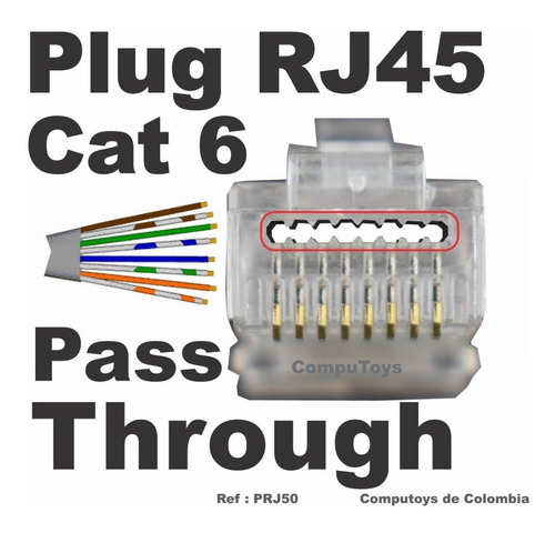 Imagen 1 de 6 de Plug Rj45 Ponchado Patch Cord Lan Ref: Prj50 Computoys Sas