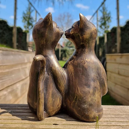 Linda Pareja Gato Estatuilla Resina Gato Ornamento Para