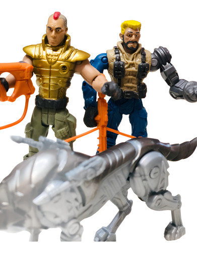 The Corps Set X2 Muñecos Articulados + Perro Lobo Robot