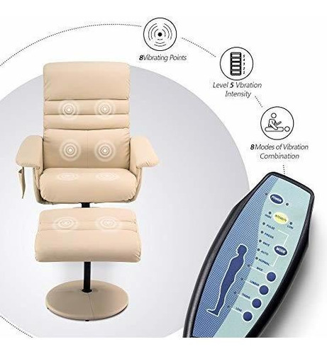 Mcombo Reclinable Con Otomano, Silla Reclinable Con Masaje,