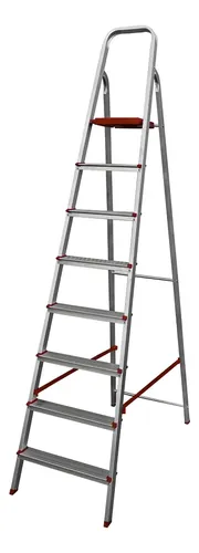 Escada De 8 Degraus Alta Multi-utilidades Esc0067 Botafogo Cor Prata