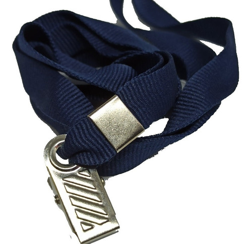 Imagem 9 de 10 de Kit Azul Marinho 100 Porta Cracha Rigido + 100 Cordão