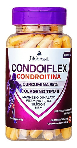 Condoiflex Condroitina, Curcumina, Colágeno Tipo2 E Mag. Dim Sabor Sem Sabor