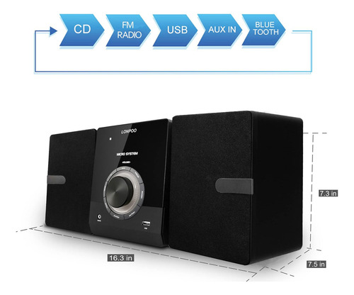 Sistema Estéreo Compacto 30w Cd Bluetooth Usb Radio Fm Aux