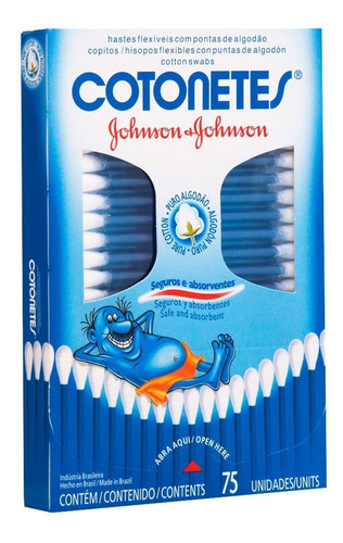 Imagem 1 de 3 de Hastes Flexíveis Cotonetes Johnsons Com 75 Unidades