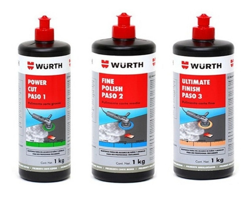 Kit Pulimento Paso 1, Paso 2, Paso 3 Wurth