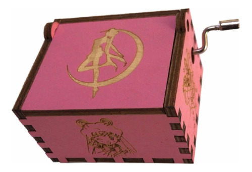 Caja Musical Con Manivela Sailor Moon Rosada