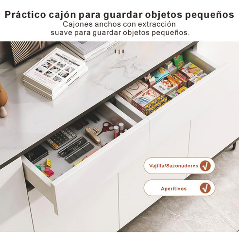 Aparador De Comoda Cocina Cajoneras Blanco De Madera Moderno