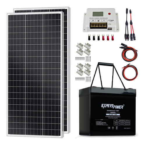Expertpower Kit Solar: Panel Monocristalino 200 W Bateria 12