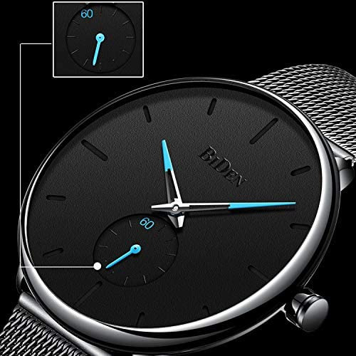 Relojes Negros Para Hombre, Reloj De Malla Resistente Al Agu